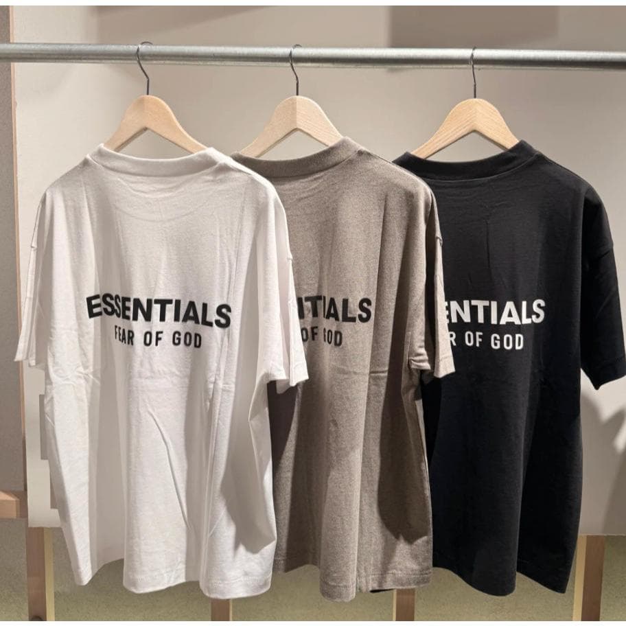 Fear of God Essentials SS22 T-Shirt Logo กํามะหยี่ เสื้อคู่รักSS25 SS20