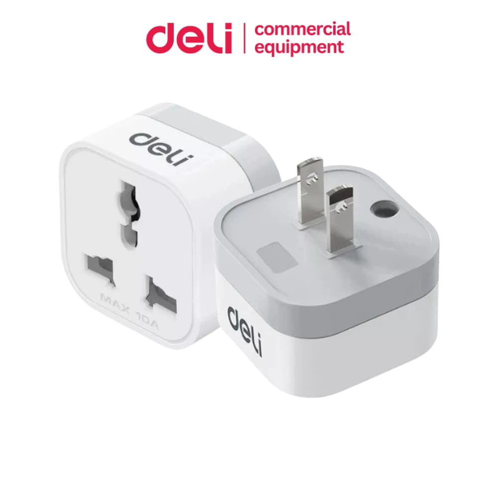 Deli อแดปเตอร์ หัวปลั๊ก EU US อะแดปเตอร์ท่องเที่ยว อแดปเตอร์แบบรวม ปลั๊กแปลง ใช้งานง่าย พกพาสะดวก Adapter…