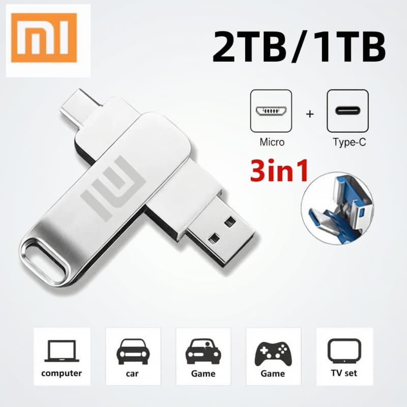Xiaomi แฟลชไดร์ฟ OTG Flash drive Type-C/Android/USB 3in1 1TB 2TB กันกระแทก กันน้ํา Flashdisk