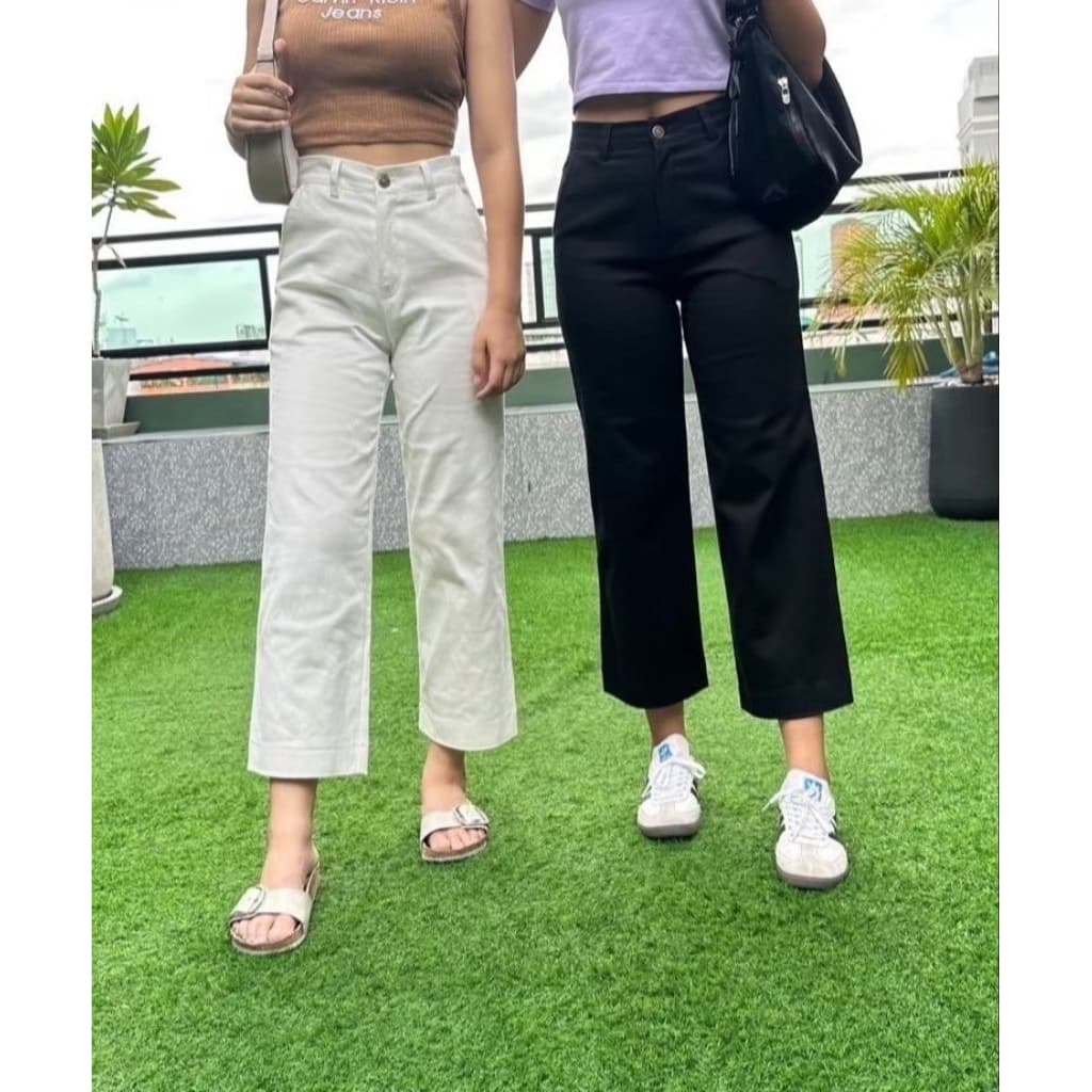 กางเกงขากระบอกทรง8ส่วนขาเต่อ ผ้าคัตตอนยีนส์ยืดยาว35นิ้ว S-3xlSizeคี่25,27,29,31,33,35นิ้ว รูปที่ 1
