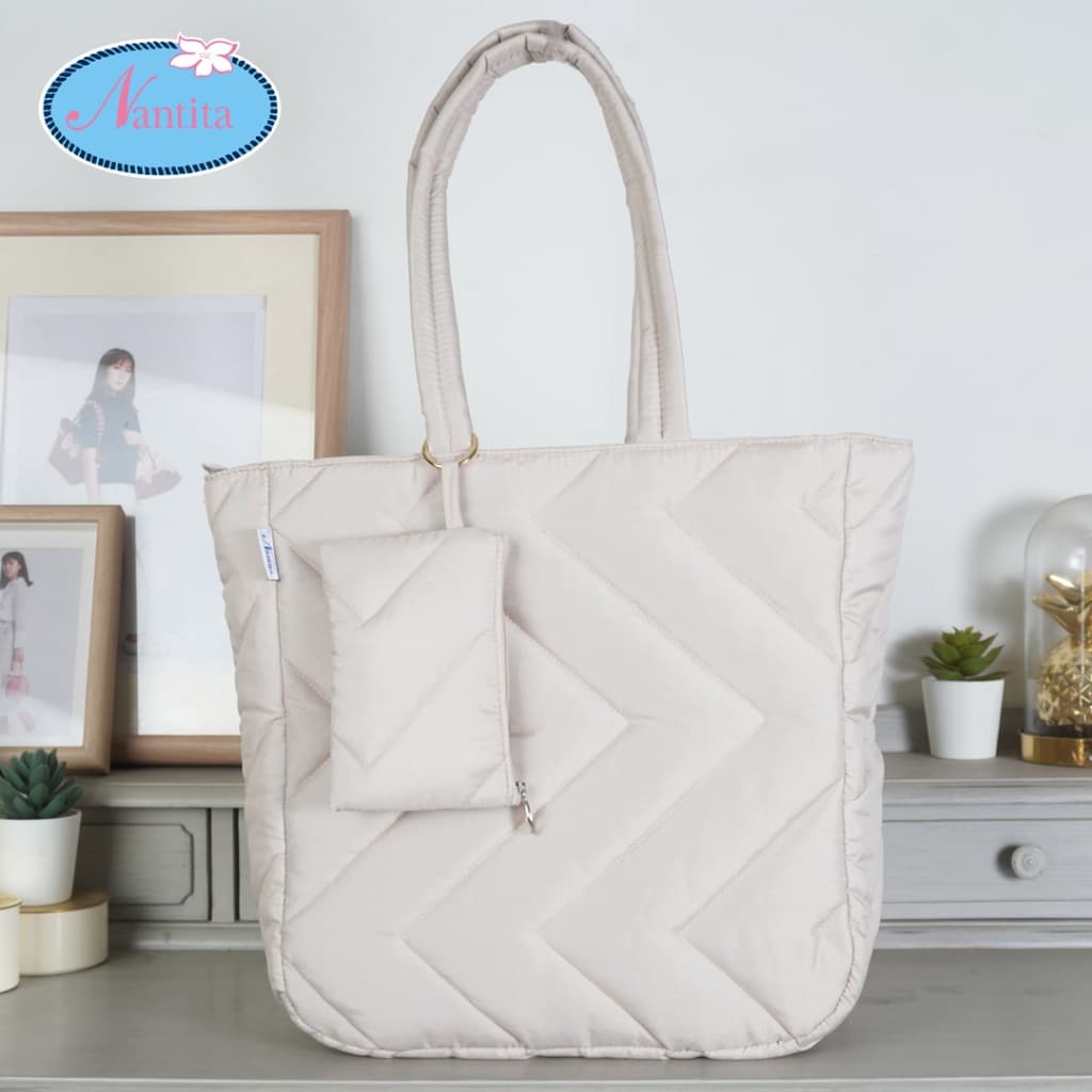 Nantita กระเป๋านุ่มนิ่มผ้ากันน้ําทรงตั้ง+กระเป๋าใบเล็ก SH001