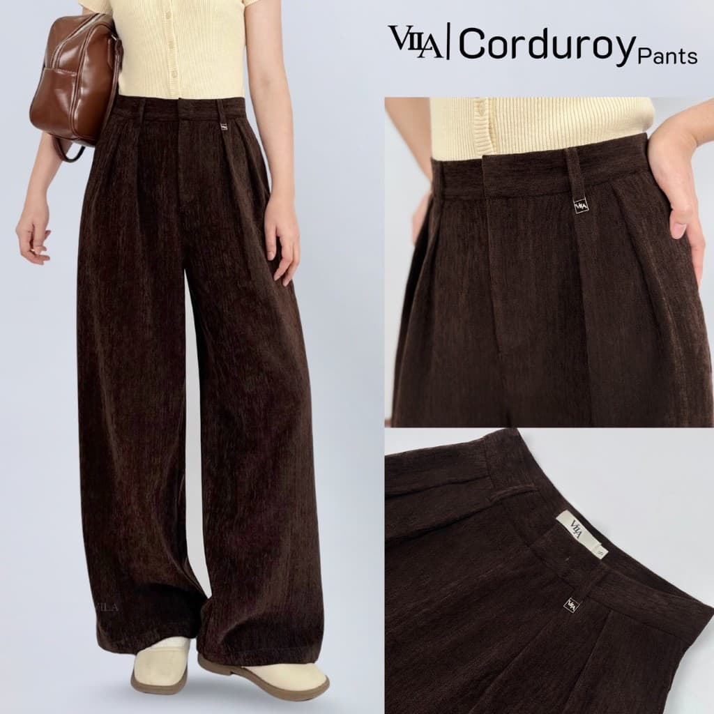 VILA | CORDUROY PANTS TM33 กางเกงขายาวทรงแบคกี้ รูปที่ 1