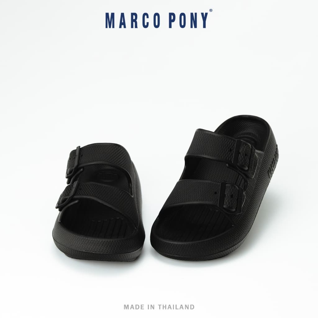 Marco Pony รองเท้าแตะ แบบสวม สายคาดปรับระดับได้ ใส่สบายทุกวัน ดีไซน์ทันสมัย สีดํา รองเท้าแตะ MH9035