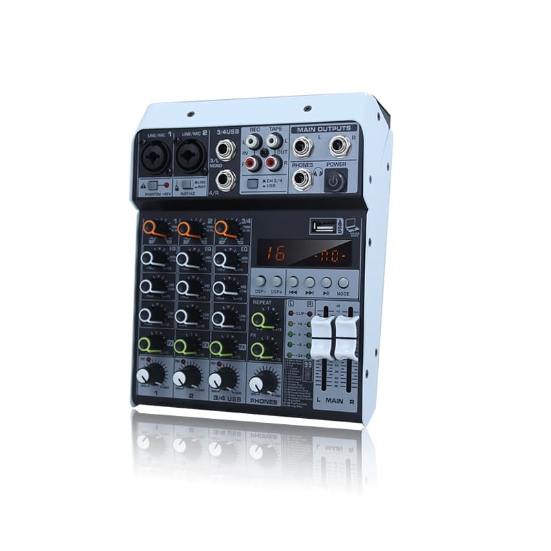 KPOP4 4-Channel Audio Mixer ระบบบลูทูธ 99dsp MP3 USB Original Mixer Equalizer สามารถเชื่อมต่อกับ 12V…