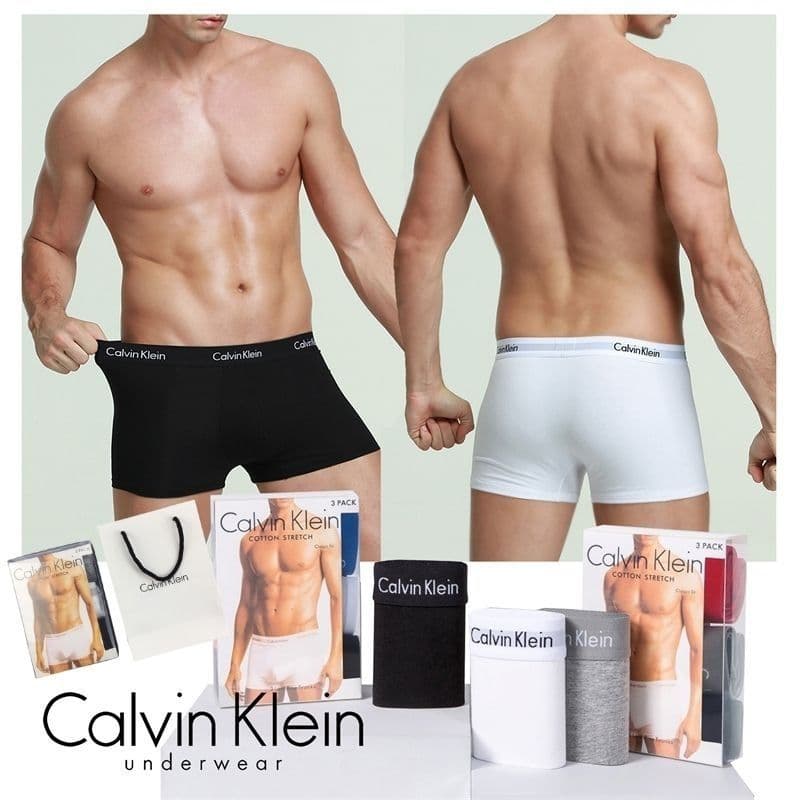 กางเกงในผู้ชาย CK Men's Cotton Stretch Trunks สวมใส่สบาย ระบายอากาศได้ดี 3-Pack