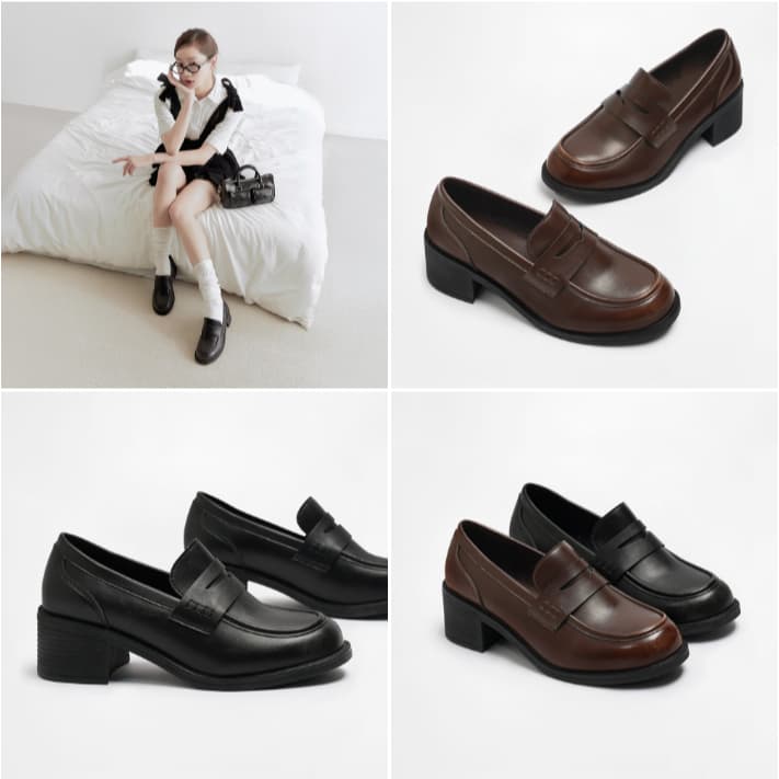 CHAAKAN [นําเข้าเกาหลี 100%] Vice Penny Loafer Heel โลฟเฟอร์เพนนีส้นกลางผู้หญิง สูง 5.5ซม. ใส่ทํางาน…