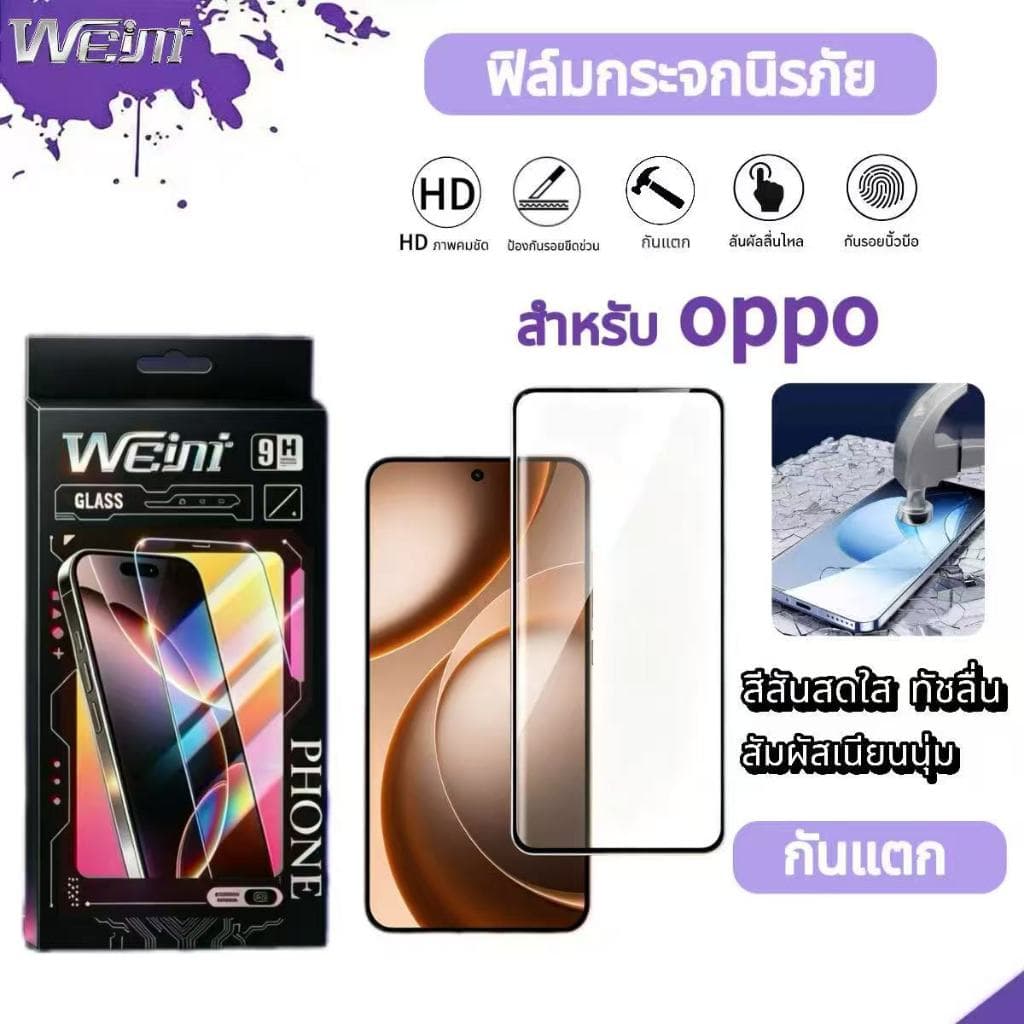 ฟิล์มกระจกนิรภัยแบบ ความละเอียดสูงพิเศษ HD-PLUS For OPPO A6x/s/t/c/k 4G/5G A5 Pro A15/15s A16/A16k A17 A38…