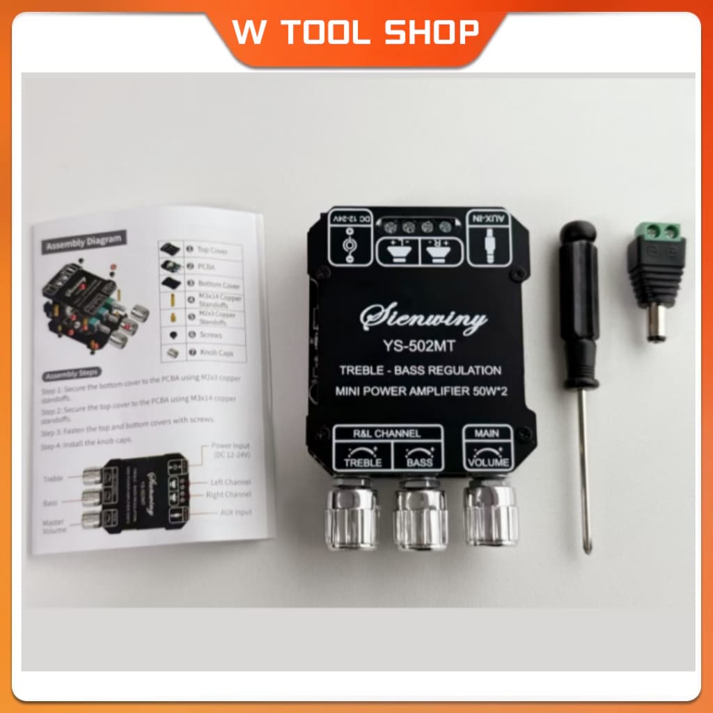 YS-502MT บอร์ดขยายเสียง Sienwiny 502MT บลูทูธ 5.0 กําลังสูง 2×50W พร้อมปรับเสียงเบส-แหลม ครบวงจร