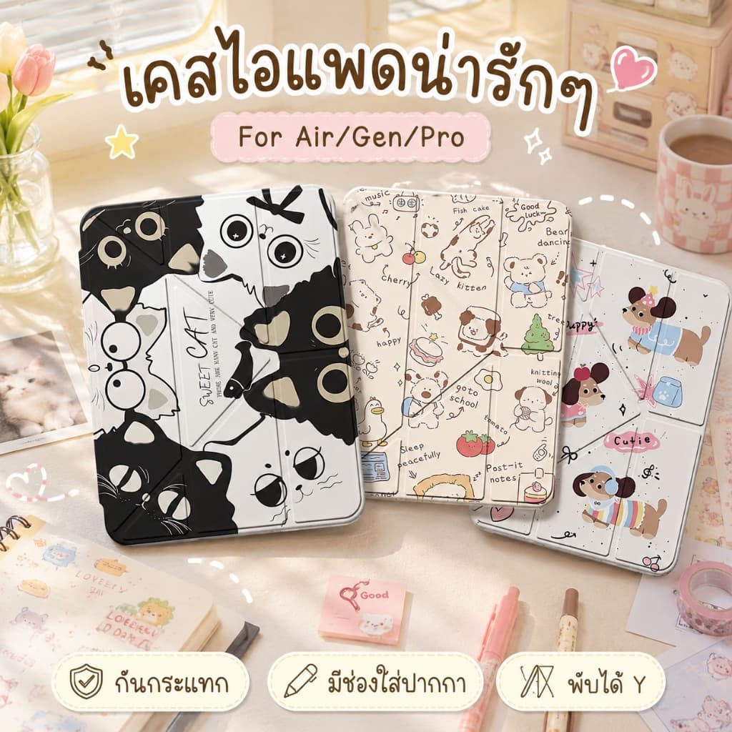 เคสไอแพด สําหรับ Air7(2025-M3)gen11 Air6-11นิ้ว gen10 Air4 Air5 10.9 gen7 gen8 gen9 10.2 Pro11 2018-2022…