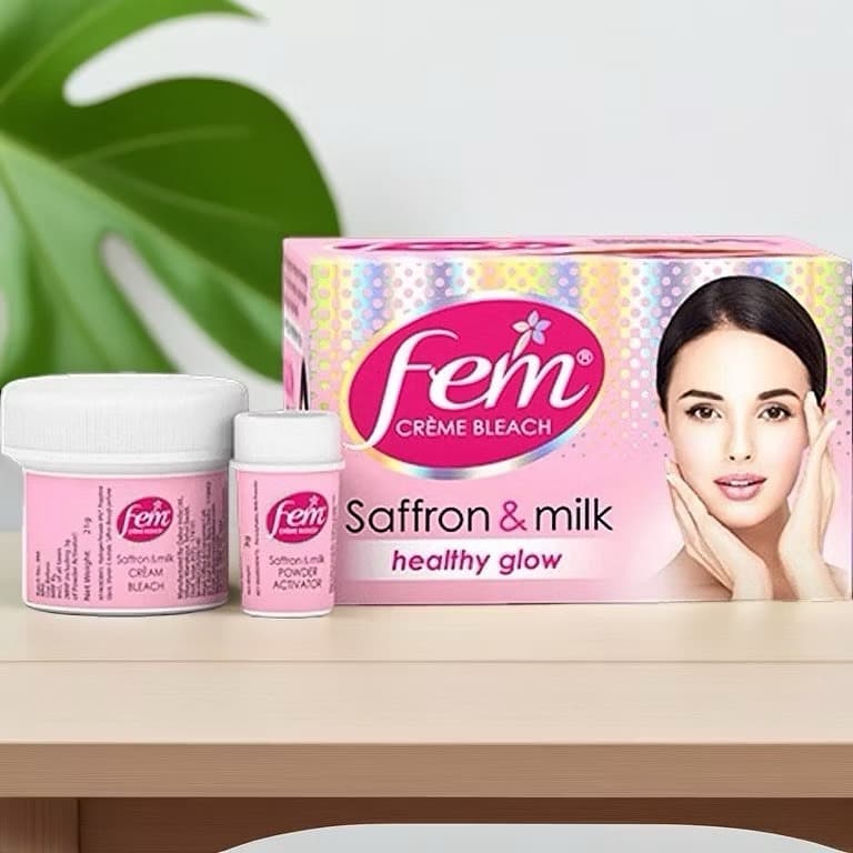 ซื้อในไลฟ์ 34 บาท (40g) Fem กล่องชมพู ที่ย้อมคิ้ว ครีมย้อมคิ้ว Fairness Naturals Saffron Skin Bleach อ่อนโยน…