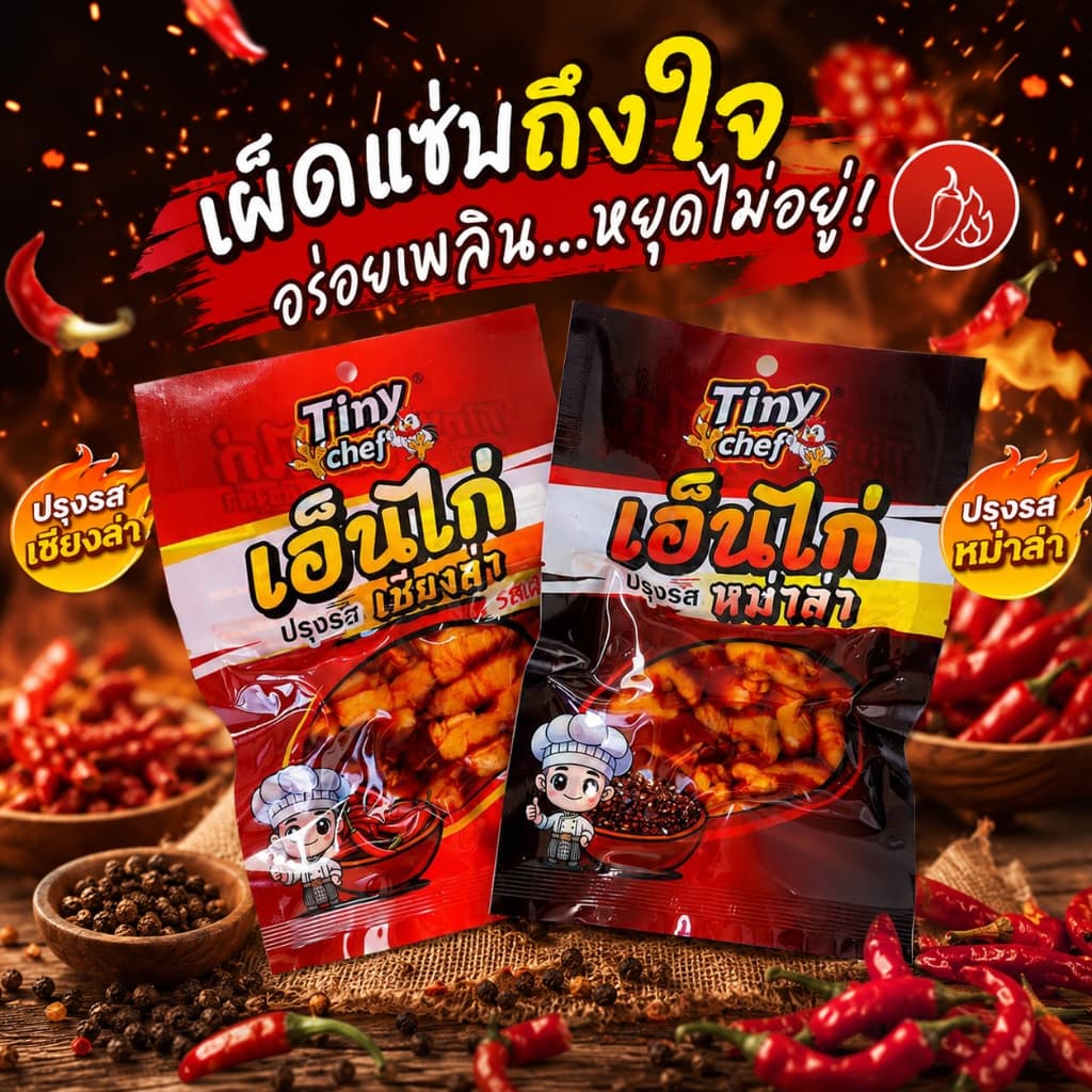เอ็นไก่รสหม่าล่า เผ็ดชาเข้มถึงใจ เอ็นไก่เชียงล่า เคี้ยวหนึบไม่มีกระดูก กินสะดวกทุกที่…