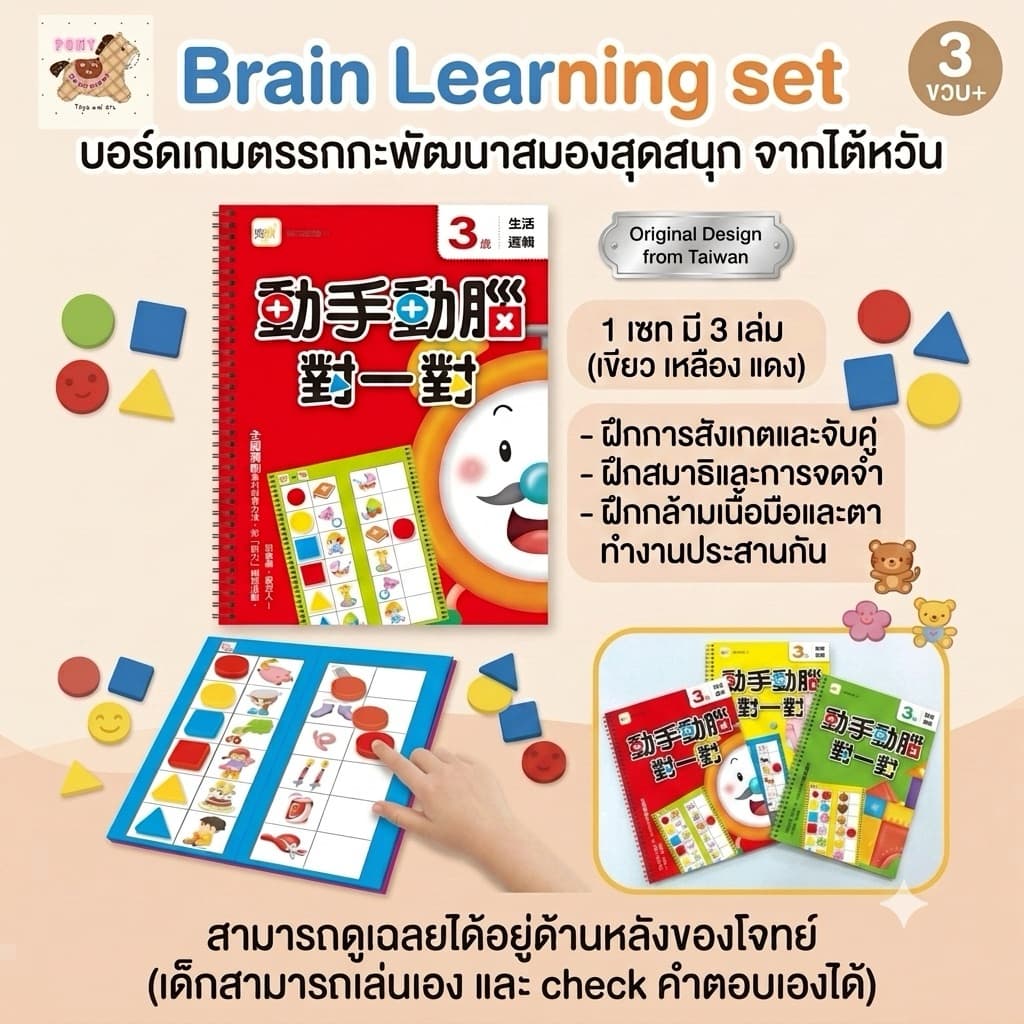❗️Brain Learning set บอร์ดเกมตรรกะจากไต้หวัน Logic+Visual Observationเซทสําหรับ 3 ขวบขึ้นไป มี 3 เล่ม