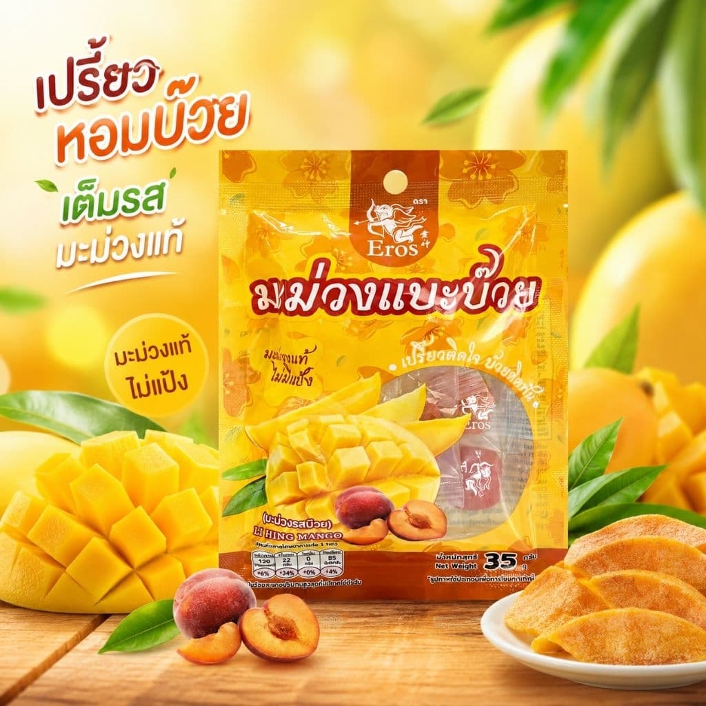 EROS มะม่วงแบะบ๊วย มะม่วงรสบ๊วย 35 กรัม | เปรี้ยวซี๊ด จี๊ดโดนใจ