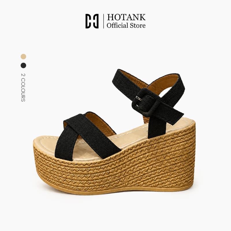 HOTANK ฤดูร้อน รุ่นใหม่ ฐานหนา 8cm รองเท้ามัฟฟิน สะดวกสบายและผ่อนคลาย รองเท้าแตะ