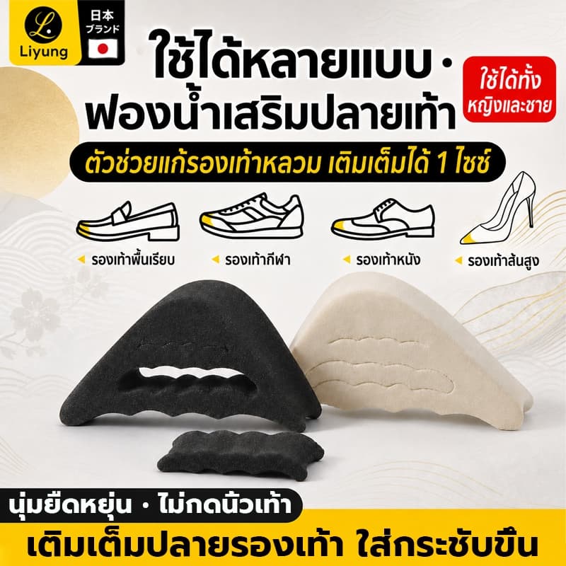 ฟองน้ําเสริมปลายเท้า แก้รองเท้าหลวม ปรับความหนาได้ นุ่มสบาย ลดช่องว่างในรองเท้า
