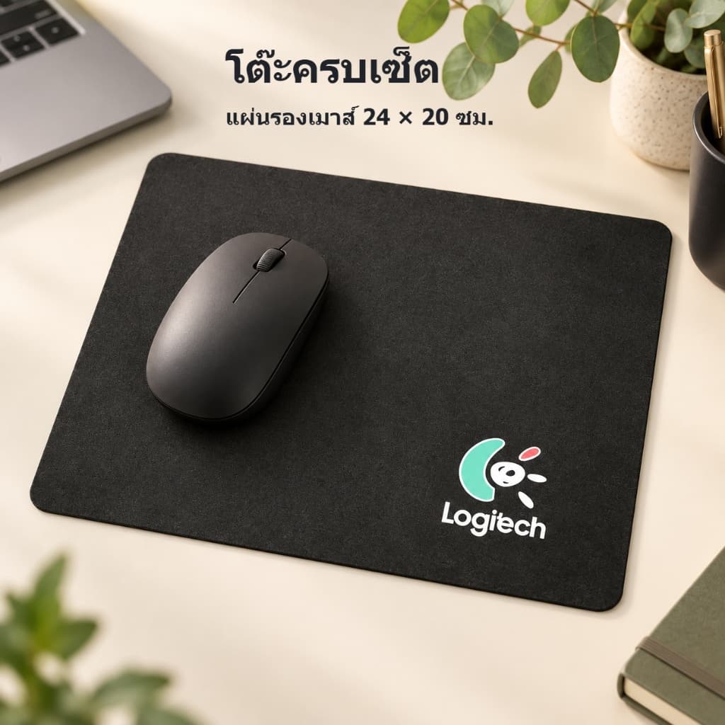 แผ่นรองเมาส์ 24x20 ซม. ใช้คู่กับเมาส์ไร้สายและเมาส์คอม สีดํา บาง 1.5 มม. อุปกรณ์เสริมสําหรับจัดเซ็ตโต๊ะทํางาน