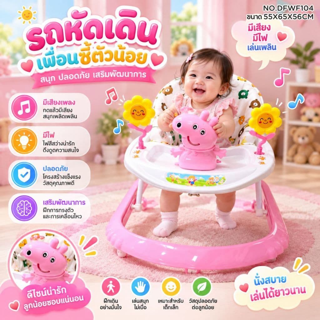 Baby Walker รถหัดเดินเด็ก รถเด็ก มีของเล่นในตัว ปลอดภัยสําหรับเด็ก โครงสร้างแข็งแรง