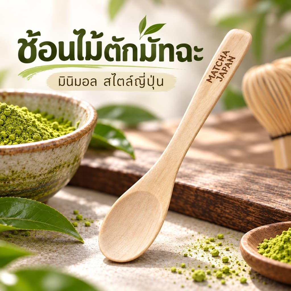 ช้อนไม้ตักผงมัทฉะ MATCHA JAPAN ช้อนไม้ธรรมชาติ สไตล์ญี่ปุ่น น้ําหนักเบา จับถนัดมือ อุปกรณ์ชงชาเขียวมัทฉะ