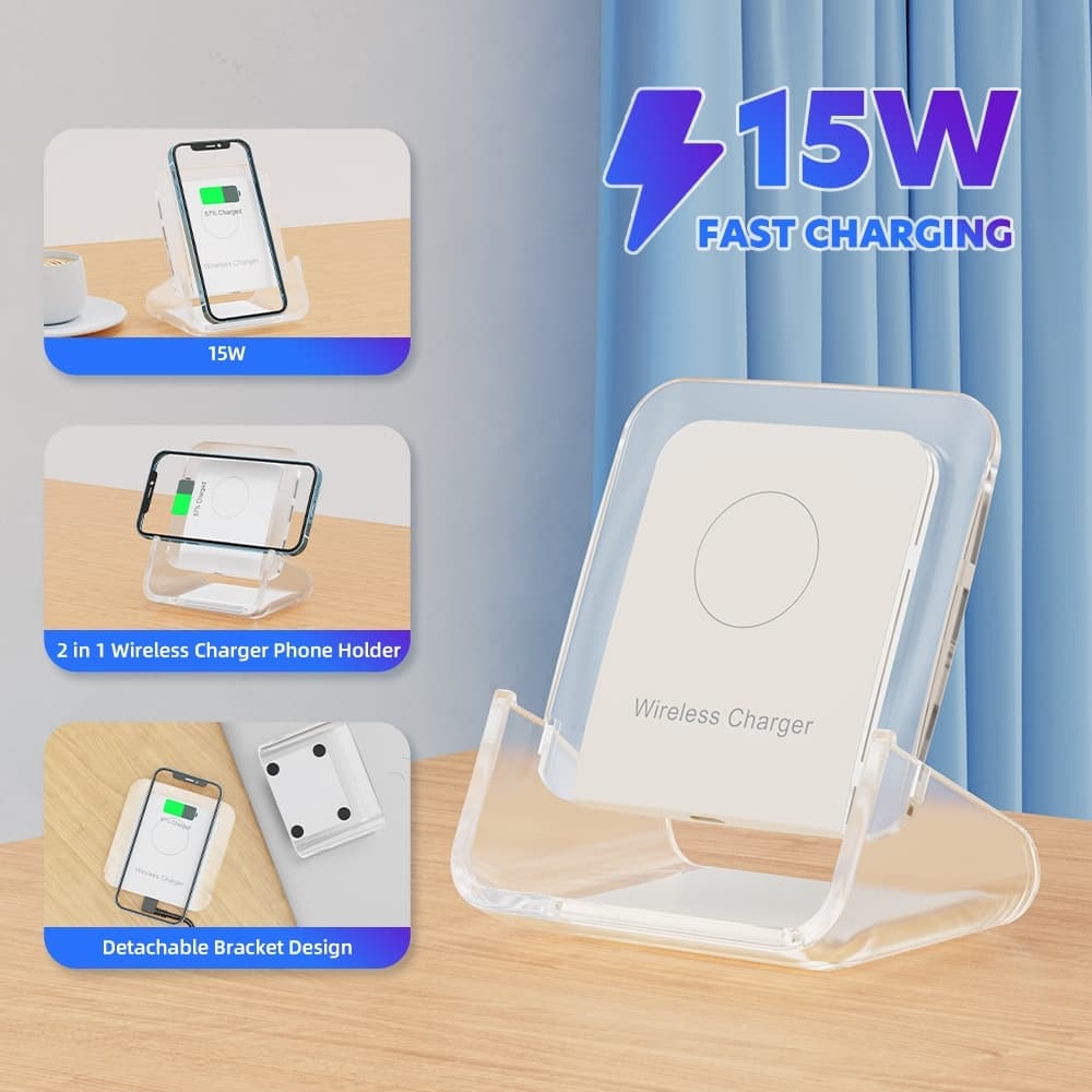 OWIRE แท่นชาร์จไร้สาย 15W หัวชาร์จเร็ว ขาตั้งโทรศัพท์มือถือ แบบไร้สาย ชาร์จเร็ว