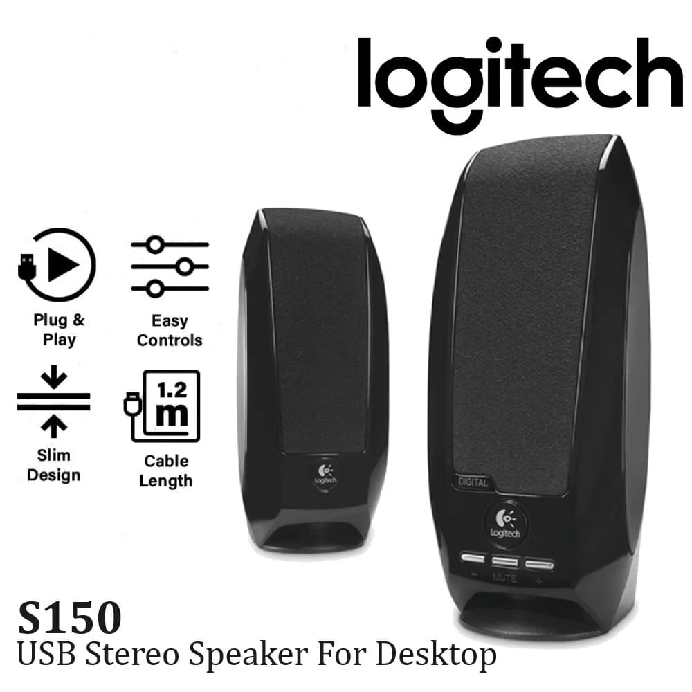 ️ลําโพงคอมเสียงดี ️ LOGITECH S150 USB Stereo Speakers for Desktop or Laptop ลําโพงสเตอริโอ ดีไซน์เล็กกะทัดรัด