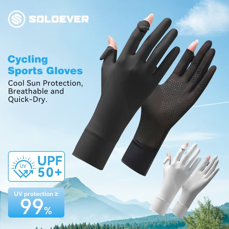 SOLOEVER Cycling gloves UPF 50+ ป้องกันรังสียูวี Women's ถุงมือขับรถหน้าจอสัมผัสแบบตาข่ายสําหรับป้องกันแสงแดด