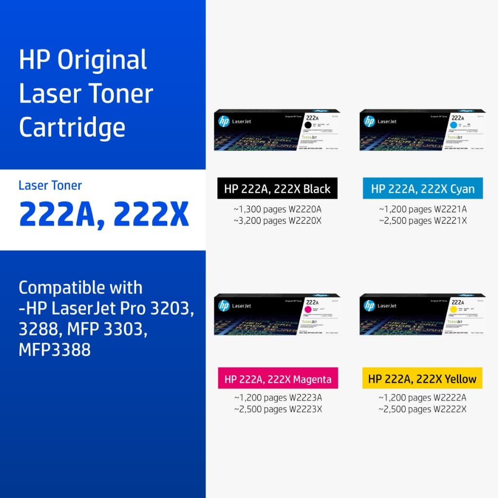 HP 222A / 222X Original LaserJet Toner Cartridge | ตลับหมึกเลเซอร์ สี / สีดํา