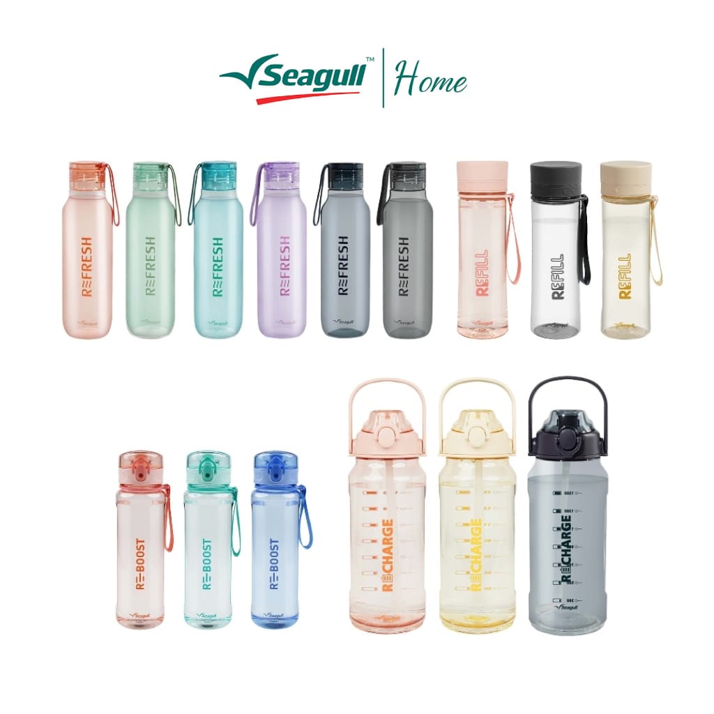 Seagull ขวดน้ําพลาสติก มีให้เลือก 4 แบบ Refresh 650 ml/ Reboost 640 ml/ Refill 680 ml / Recharge 2,000 ml/…