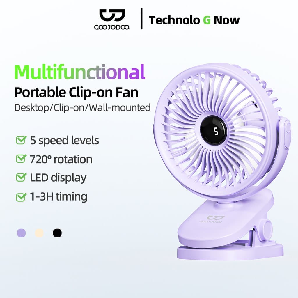 GOOJODOQ พัดลมมัลติฟังก์ชั่น 3in1 การไหลของอากาศเงียบพร้อม 5 ความเร็ว Led และการตั้งค่าเวลา Fan