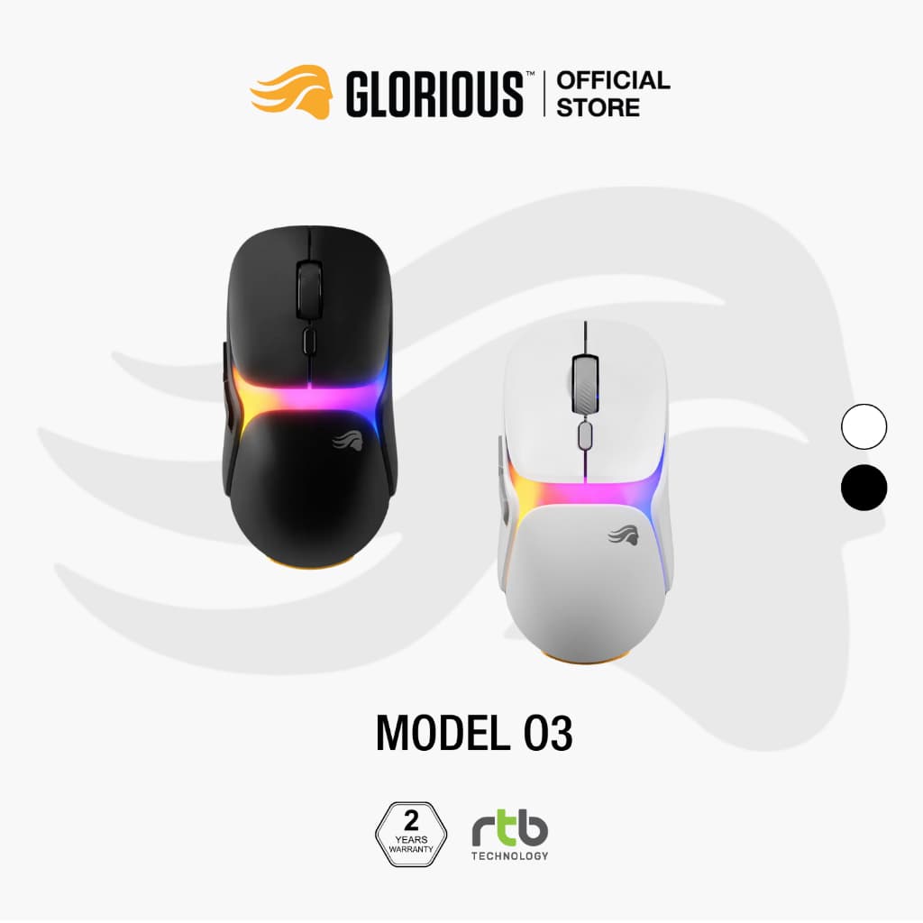 Glorious Model O3 เมาส์เกมมิ่ง ไร้สาย Wireless Gaming Mouse น้ําหนักเบา 8K Hz ประกันศูนย์ไทย 2 ปี