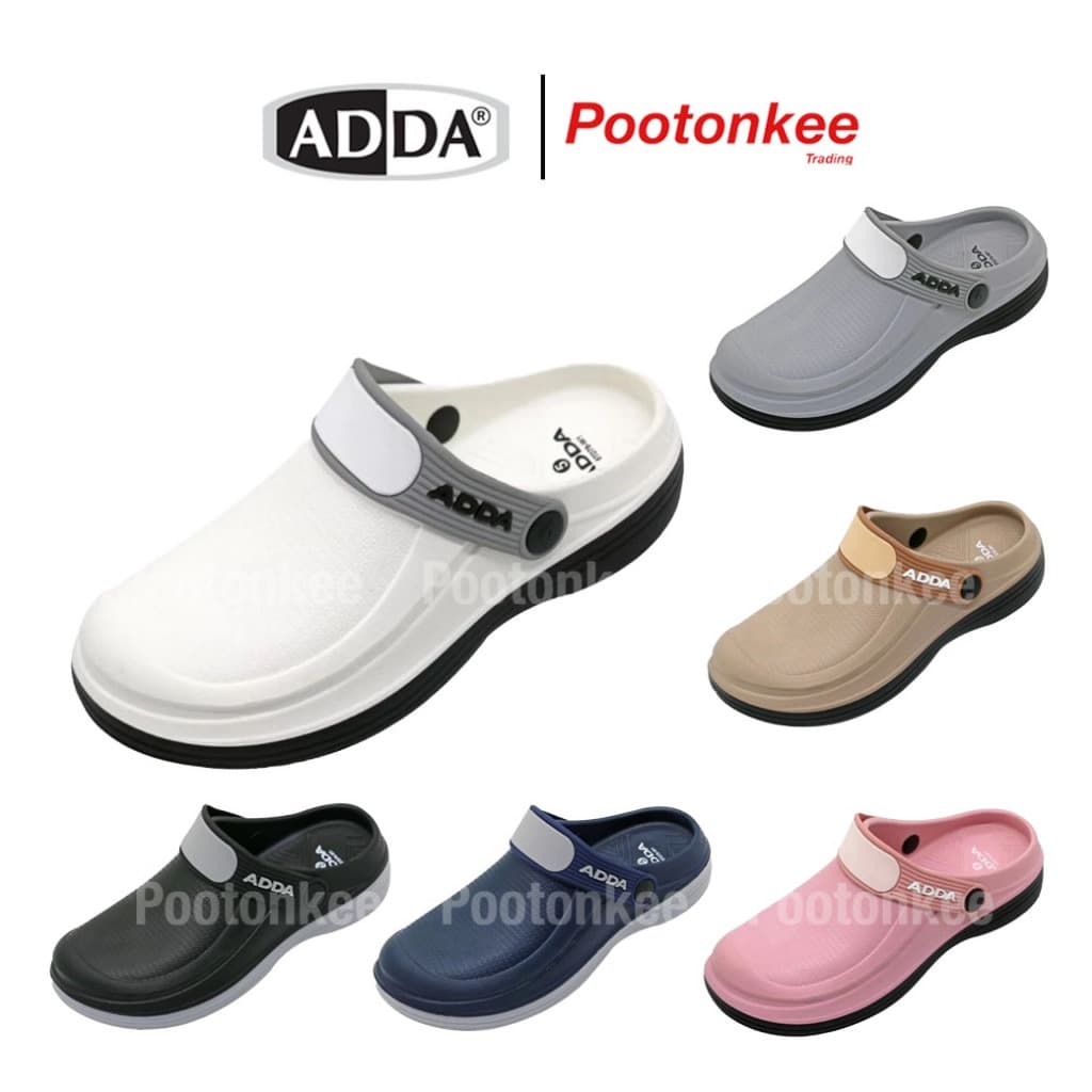 ADDA รุ่น 5TD76-W1 / 5TD76-M1 รองเท้าแตะ แอ๊ดด้า แบบสวมหัวโต ไซส์ 7-10