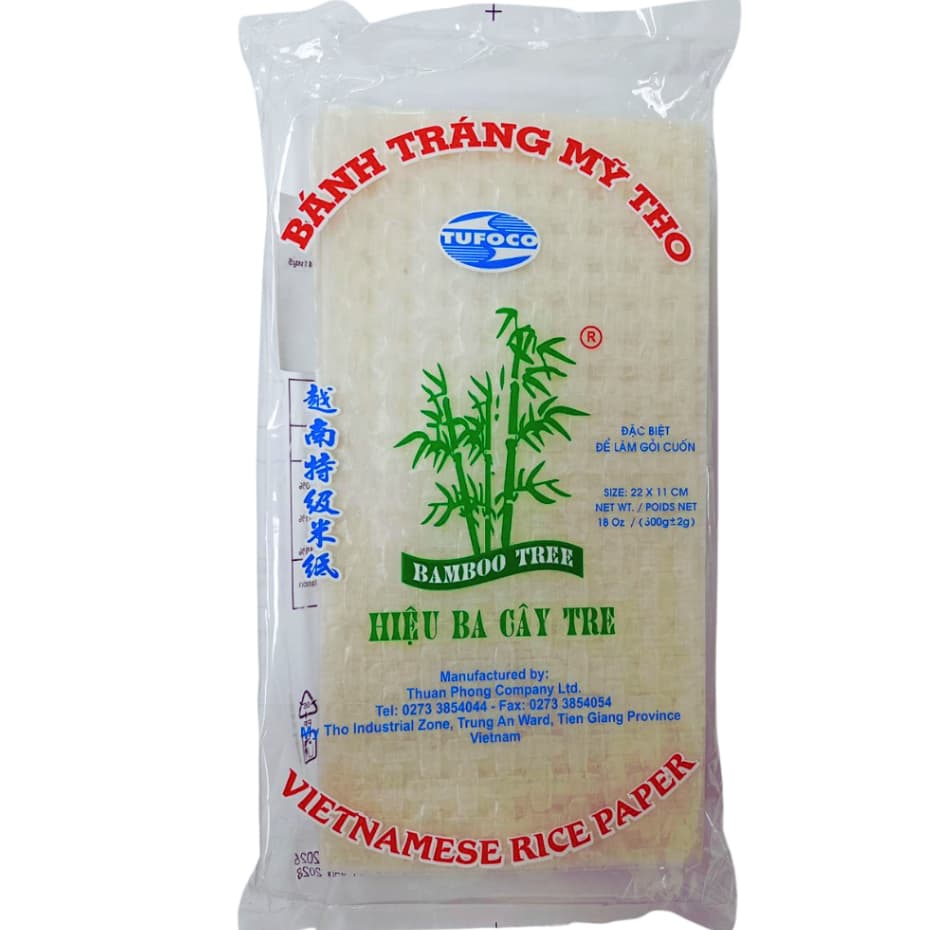 Bamboo Tree ใบเมี่ยงญวน แผ่นแป้งเวียดนาม ตราไผ่ แผ่นตัด เกรดB1 11x22cm 500g (1ห่อ)