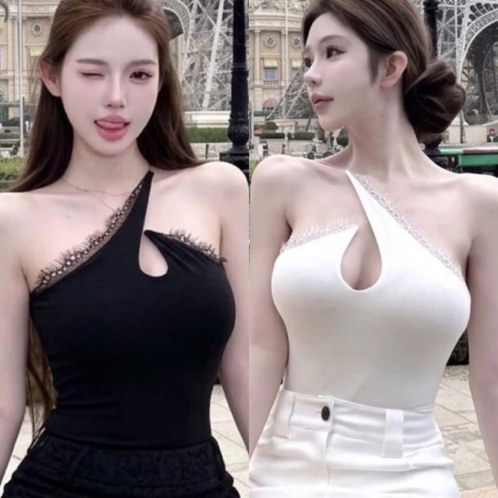 เสื้อกล้ามสายไขว้ สายใส มีฟองน้ําในตัว ผ้าดี ราคาโรงงาน พร้อมส่ง