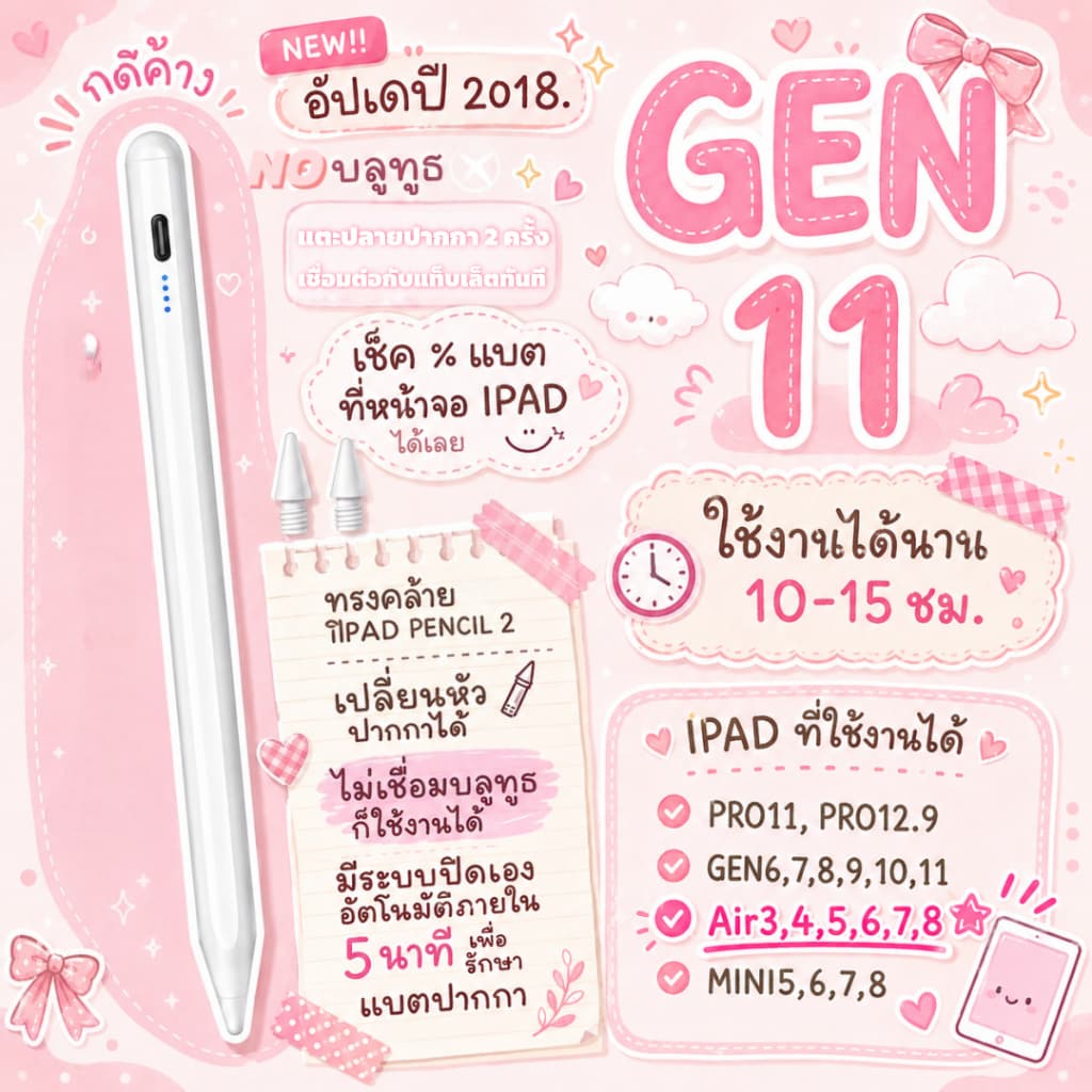 2026 Stylus pen ปากกาไอแพด สําหรับ Air8/7/6/5/4/3 Pro12.9/Pro11 A16 gen11 10,9,8,7,6 มินิ 6/5 ปากกาสไตลัส…