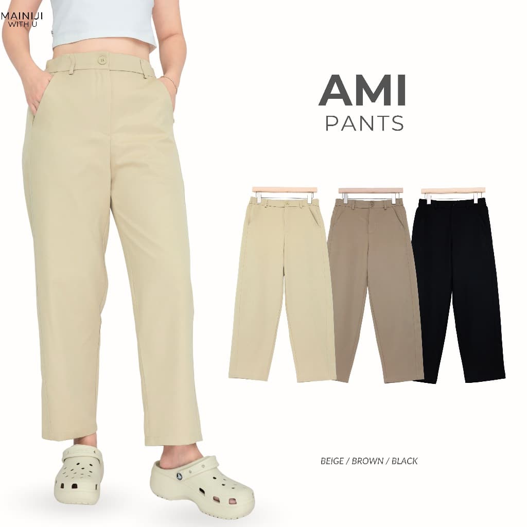 AMI - Classic Tapered Pants กางเกงขายาวทรงตรง สอบเข้าบริเวณปลายขาเล็กน้อย ดีไซน์คลาสสิคทันสมัย