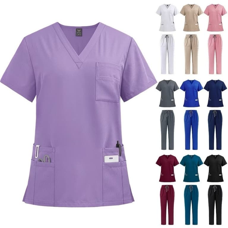 ชุดสครับ New Scrub ชุด Unisex ผู้ชายและผู้หญิง Quick-Drying เสื้อยืดผ่าตัดเสื้อผ้าช่องปากพยาบาลหมอเสื้อผ้าทําง…