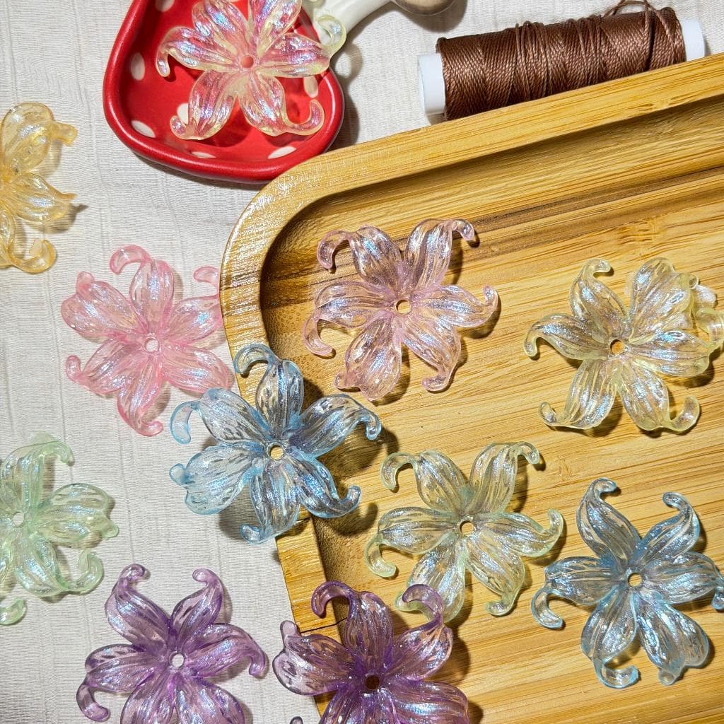 ดอกกระดังงาอะคริลิค 40 มม. 10 ชิ้น อะไหล่ดอกไม้ สําหรับงานเครื่องประดับ DIY