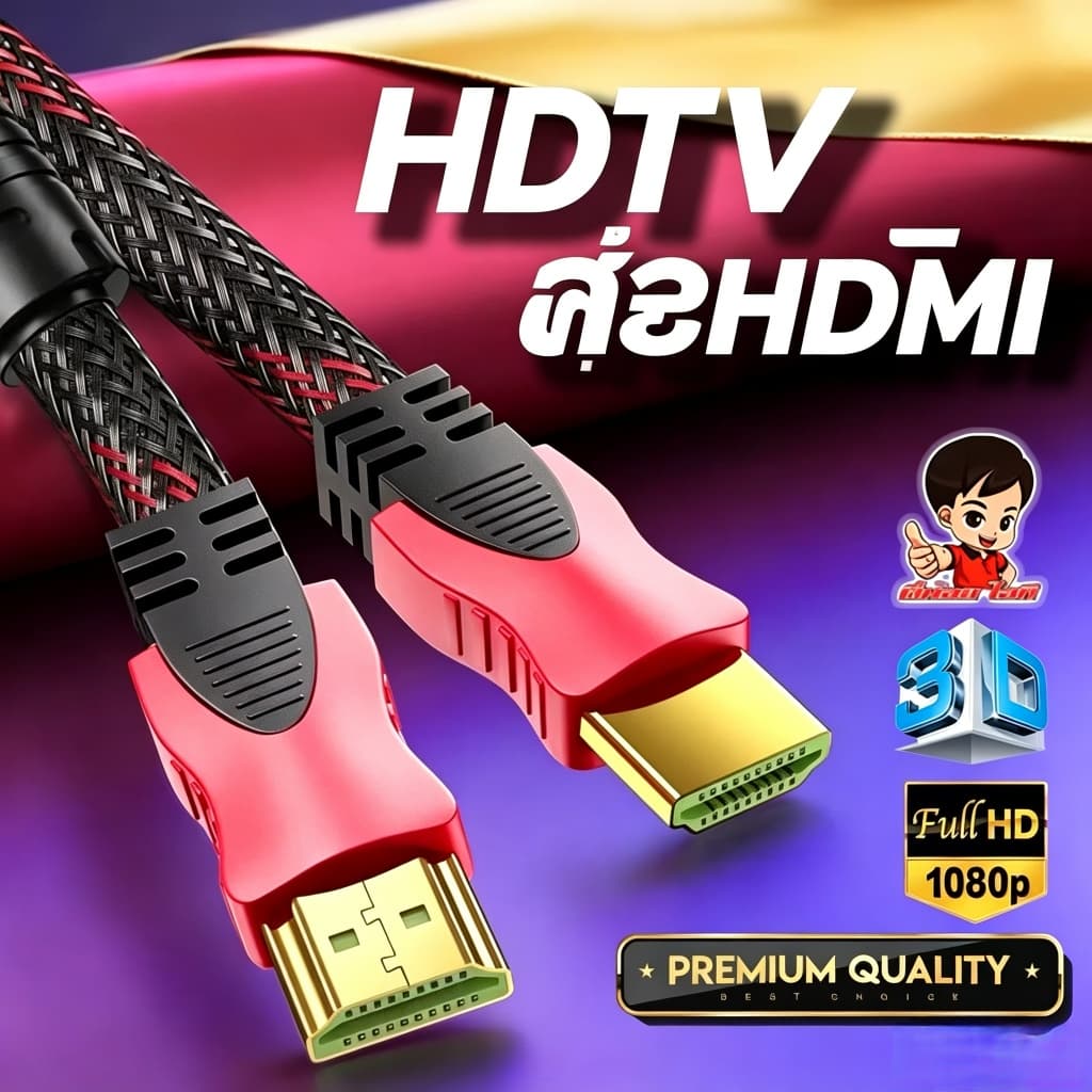 สายสัญญาณ Hdmi สาย HDMI CABLE M/M ใช้กับจอคอมพิวเตอร์ จอทีวี จอโปรเจ็ตเตอร์ยาว 1.5เมตร 3เมตร 5เมตร 10เมตร…