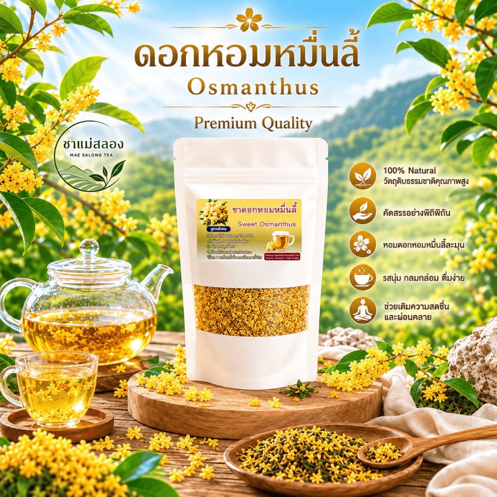 ดอกหอมหมื่นลี้(Sweet Osmanthus) ลดภาวะความเครียด เสริมความจํา กลิ่นหอม ช่วยผ่อนคลาย สมุนไพรOrganic