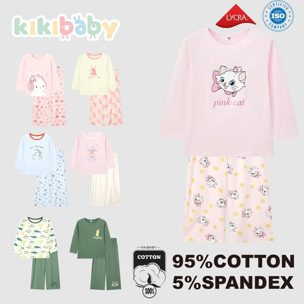 กีกี้เบบี้ ชุดนอนผ้านิ่ม สีพาสเทล เสื้อแขนยาว ขายาว เซ็ตชุดนอน คอกลมBCB