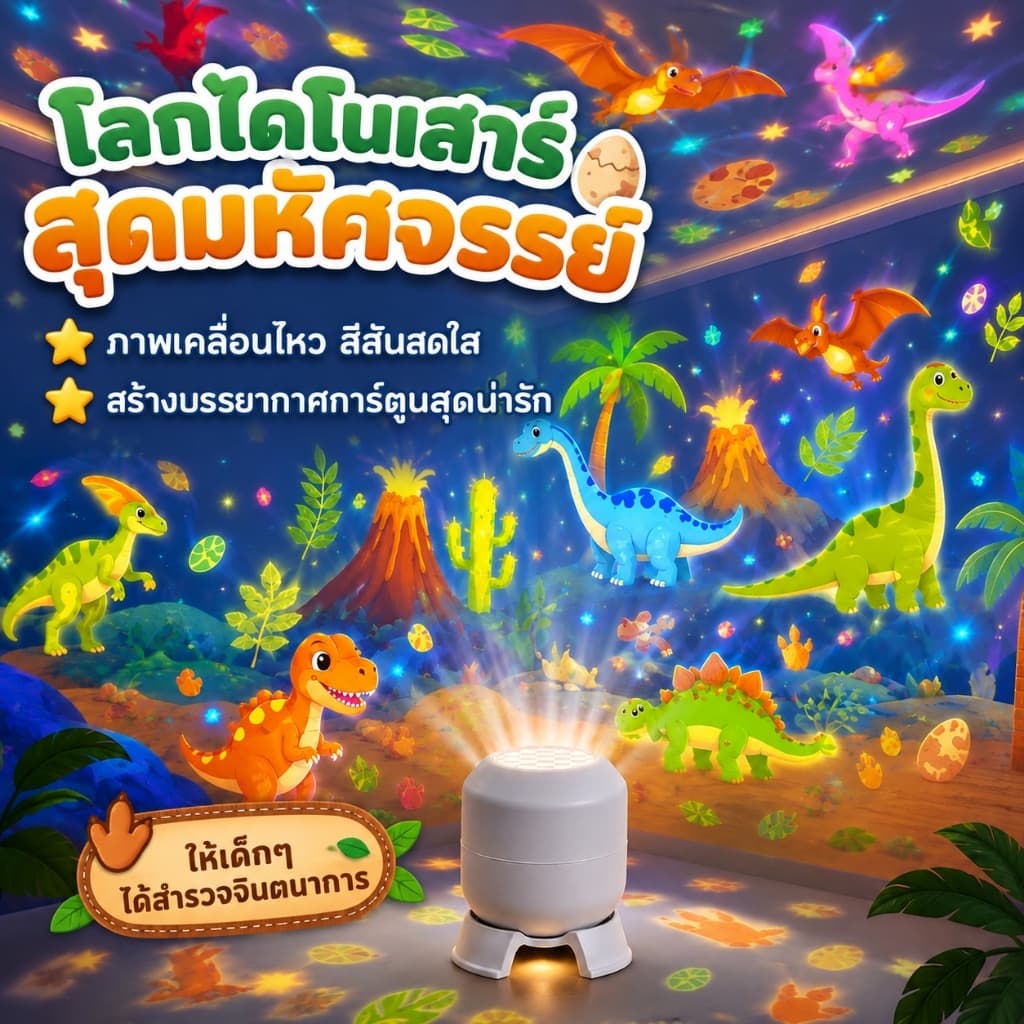 โคมฉายโลกไดโนเสาร์ ธีมการขนส่ง/โลกมหาสมุทร; โคมไฟฉายที่น่าสนใจด้วยแสงนุ่มที่ไม่เป็นอันตรายต่อดวงตา,…