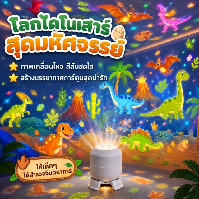 โคมฉายโลกไดโนเสาร์ ธีมการขนส่ง/โลกมหาสมุทร; โคมไฟฉายที่น่าสนใจด้วยแสงนุ่มที่ไม่เป็นอันตรายต่อดวงตา,…