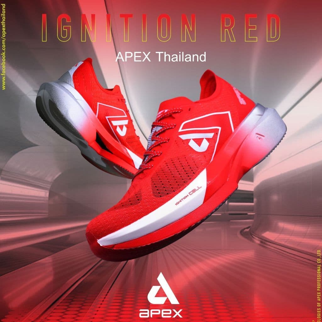 APEX | SWIFT 3.0 PRO สี Silver/ Red รองเท้าวิ่งถนน มีคาร์บอน น้ําหนักเบา ผ้าตาข่าย Aura Mesh รุ่นใหม่