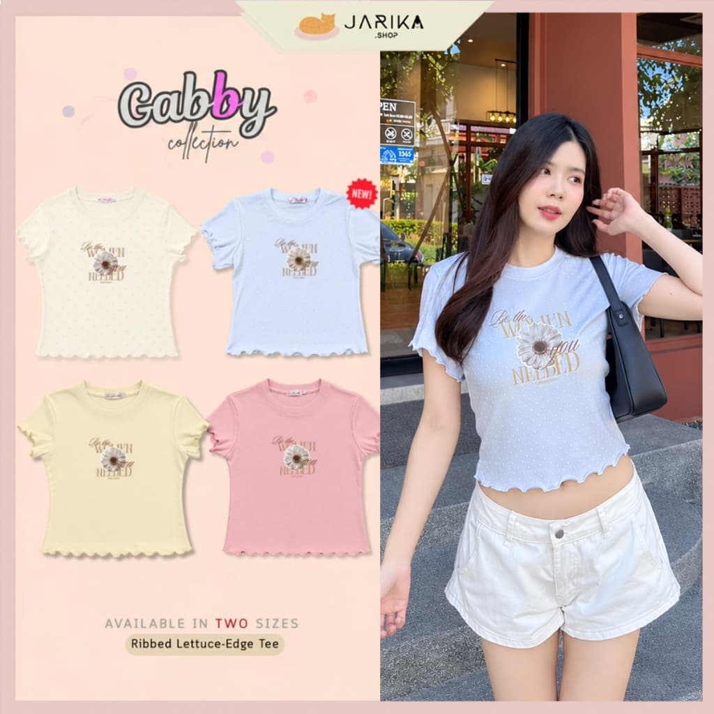 Jarika.shop (GB) - เสื้อแขนสั้นลาย Retro ตะวัน