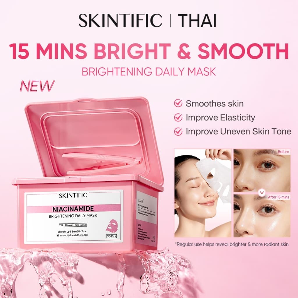 SKINTIFIC มาส์กหน้า Niacinamide TXA ผิวกระจ่างใส ลดจุดด่างดํา เติมความชุ่มชื้น ผิวอิ่มฟู ใช้ทุกวัน 10 นาที