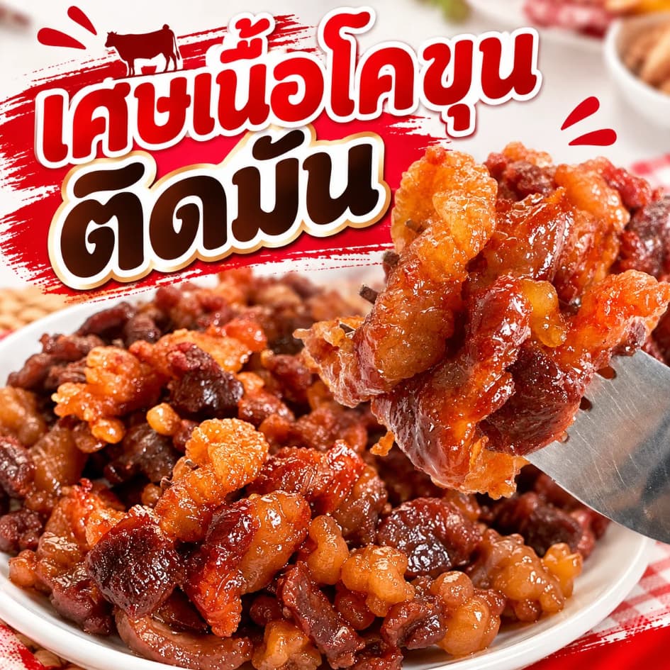 {ส่งด่วน 1 วัน} เศษเนื้อ โคขุนติดมัน แพ็ค 200 กรัม halal gmp.