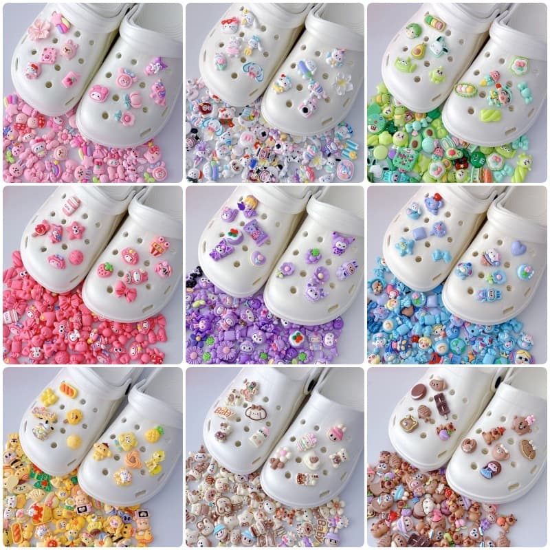 เรซิ่นติดรองเท้า แบบมีรูอุปกรณ์รองเท้าแบบมีรู DIY น่ารักสามมิติ หัวเข็มขัดรองเท้าแบบถอดได้ลาย