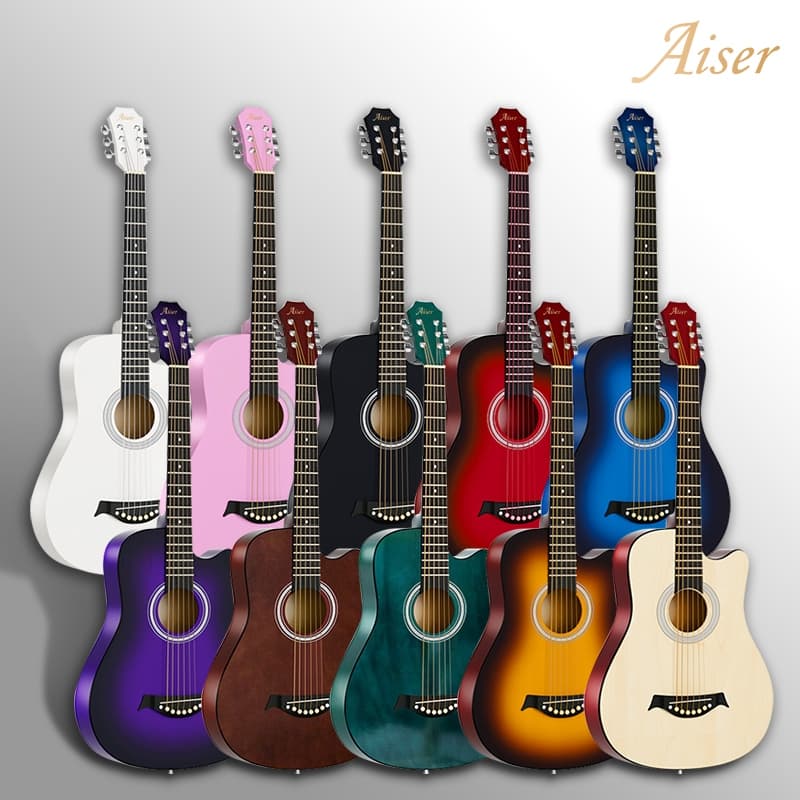กีตาร์โปร่ง Aiser ขนาด 38 นิ้ว วัสดุไม้คุณภาพสูง เหมาะสําหรับมือใหม่ มีหลายสีให้เลือก