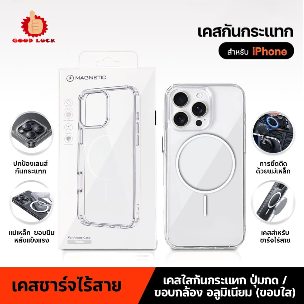 แหวนแม่เหล็กสีดําโปร่งใสแบบบางสําหรับ iPhone 17 18PRO 15 11 16 14 12 13 16PRO 14PRO 11PROMAX เคส iPhone…