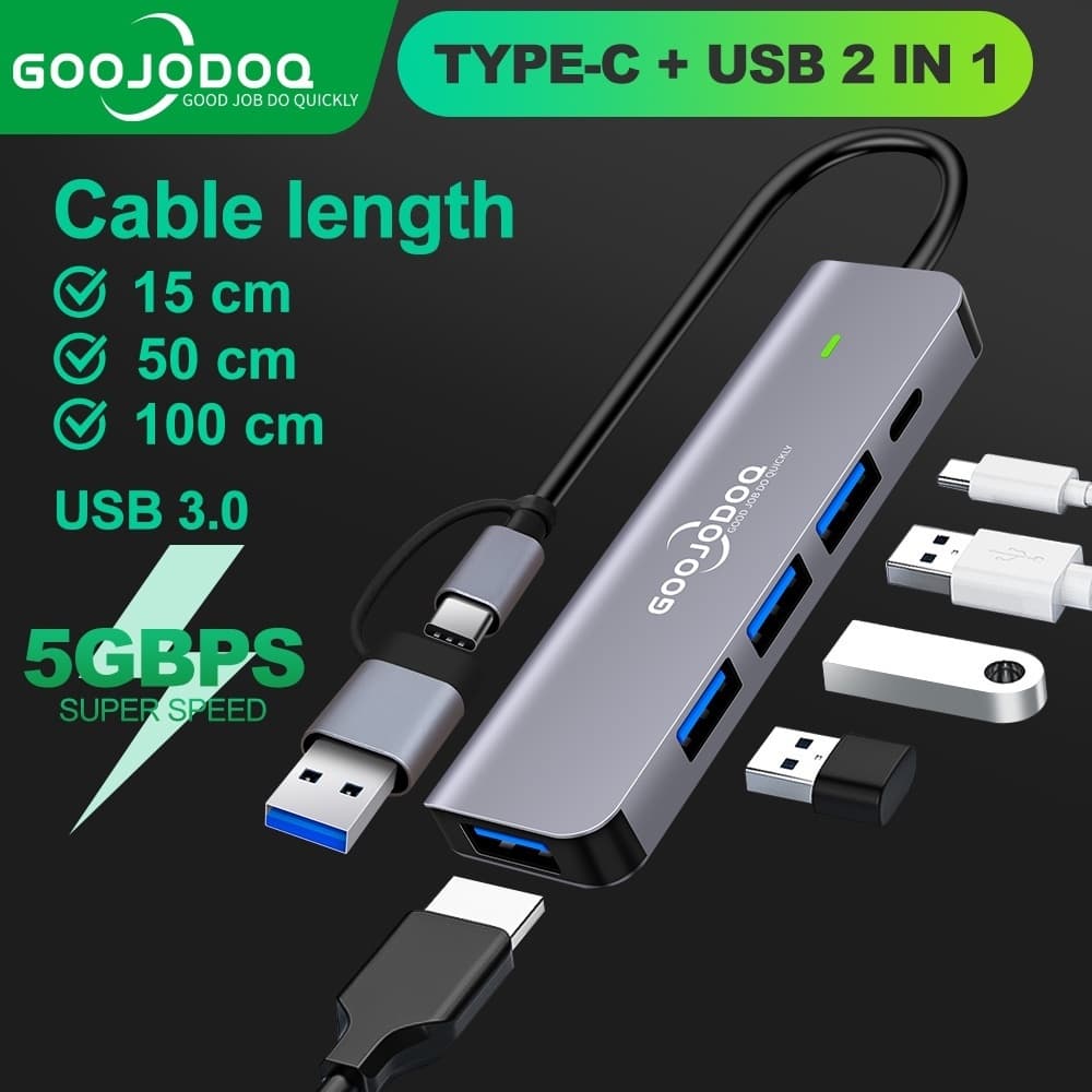 GOOJODOQ Usb Hub 3.0 Type C Adapter แล็ปท็อปสําหรับ MacBook Ipad อุปกรณ์เสริมส่วนขยาย Pd Charger Port