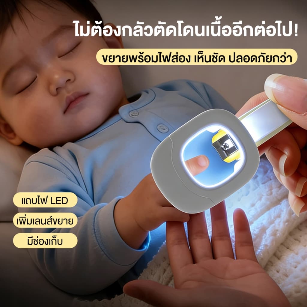 กรรไกรตัดเล็บผู้สูงอายุสําหรับทารก กรรไกร + แว่นขยาย + LEDส่องสว่าง ใช้ได้ทุกวัย Splashproof Nail Trimmer…